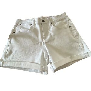 J.Crew White Stretch Denim Shorts Mid Rise Size 24